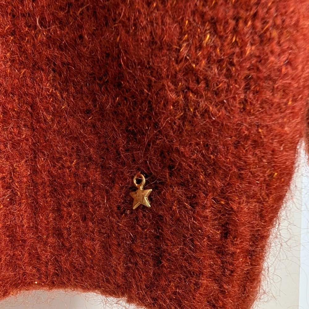 Women's Rust-Red V-Neck Fuzzy Button-Front Cardigan - Picture 5 of 8
